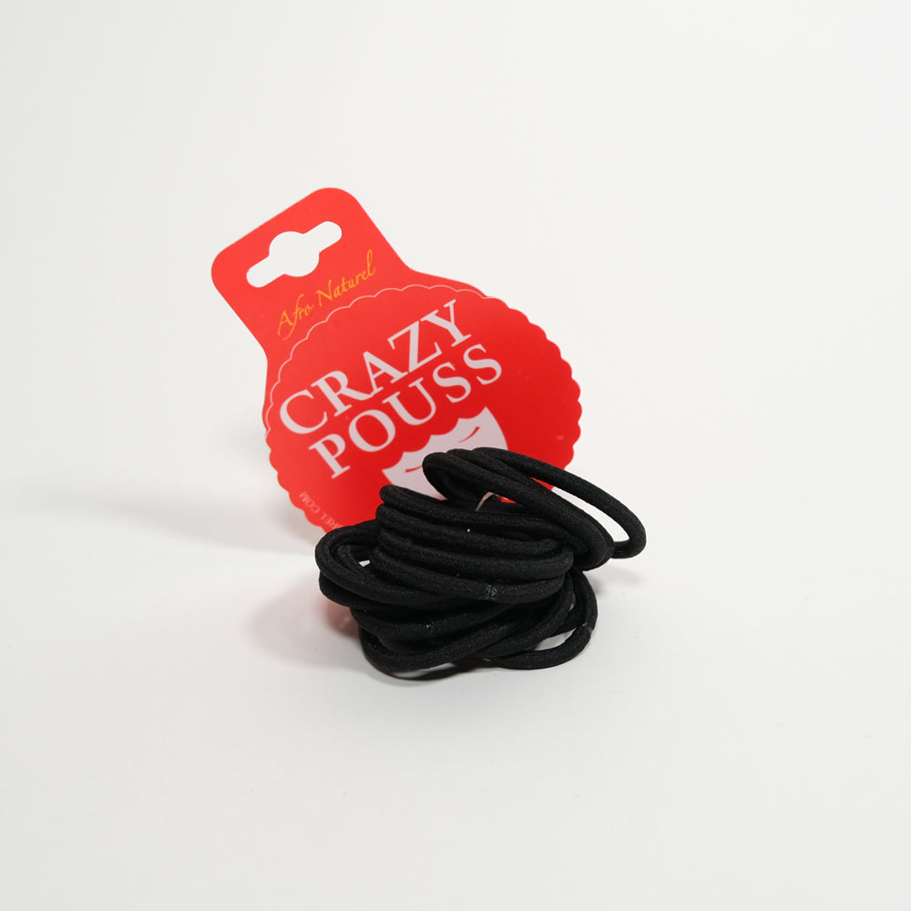 CRAZY POUSS - Lot de 18 élastiques striés - Taille S - Noir