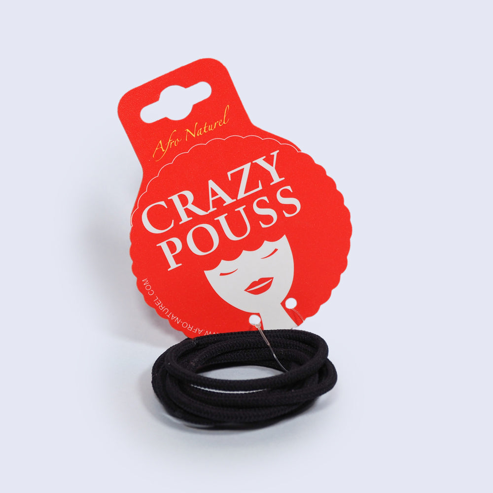 CRAZY POUSS - Lot de 8 élastiques côtelés - Taille S - Noir