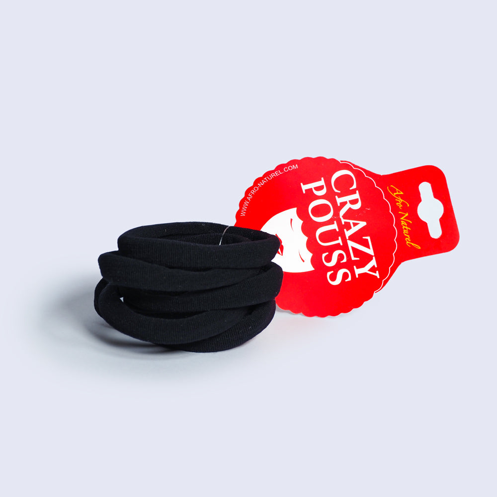 CRAZY POUSS - Lot de 6 élastiques crépus - Taille M - Noir
