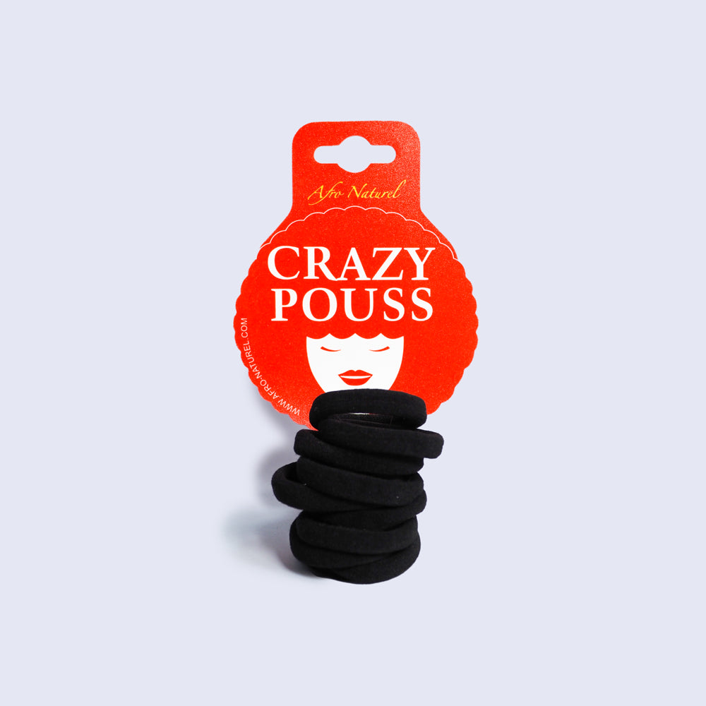 CRAZY POUSS - 12 élastiques striés - Taille XS - Noir
