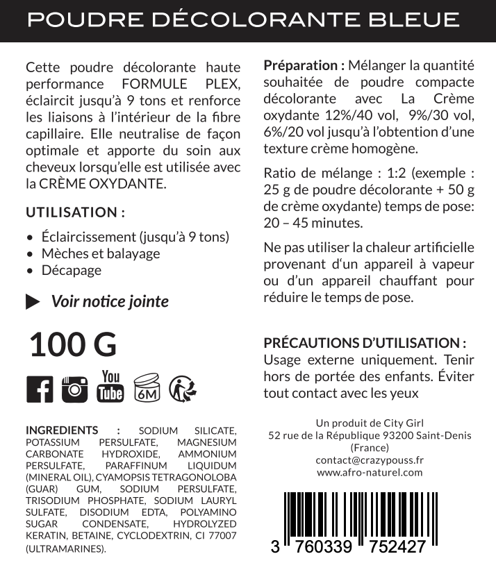 CRAZY POUSS - Poudre décolorante Crazy blond