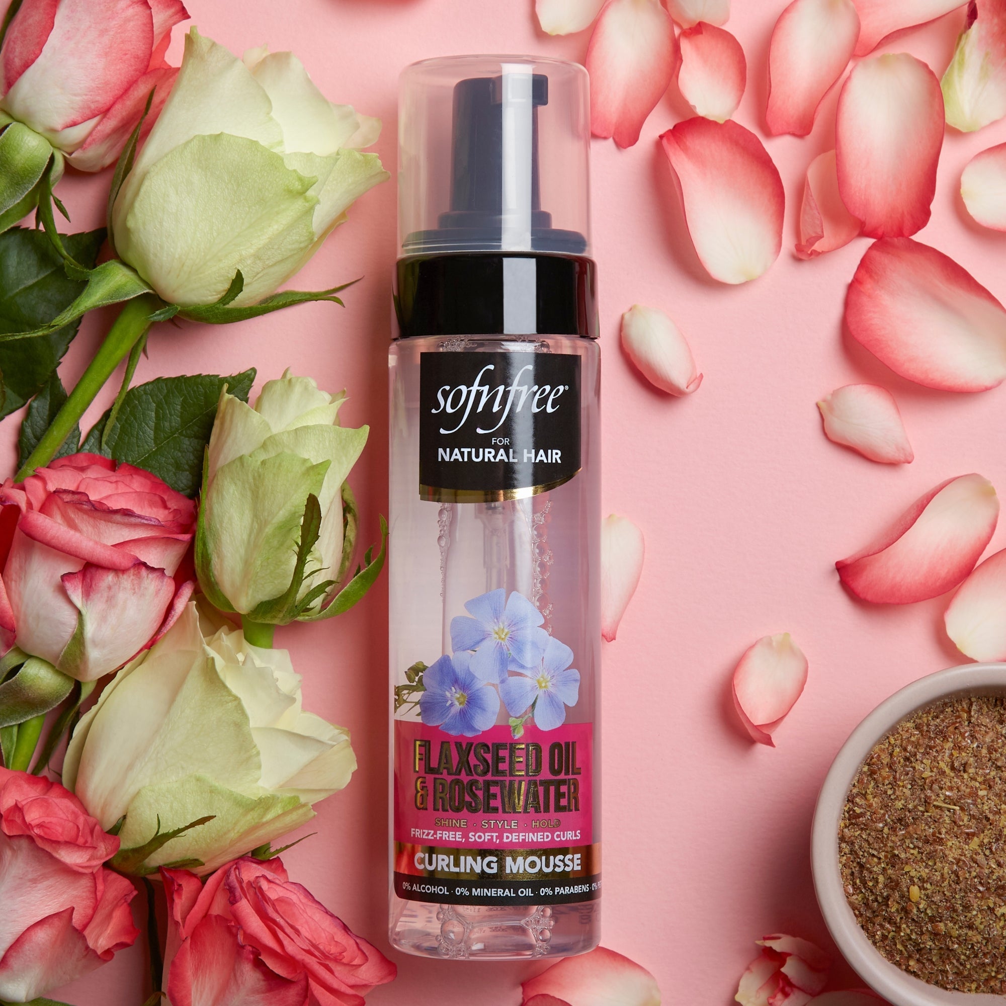 Curling Mousse with Flaxseed Oil & Rosewater