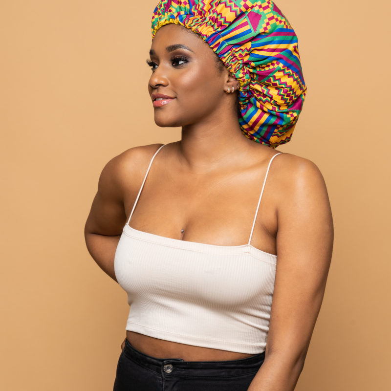 CRAZY POUSS - Bonnet en wax modèle 017 - Conservateur d’hydratation - Plusieurs couleurs