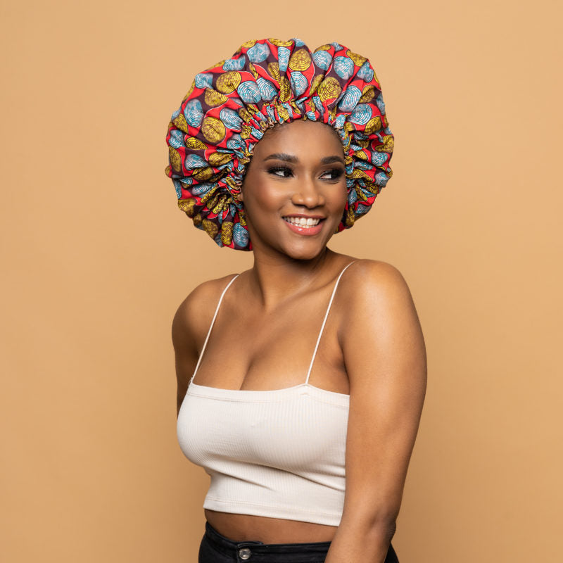 CRAZY POUSS - Bonnet en wax modèle 019 - Protecteur d’hydratation - Plusieurs coloris