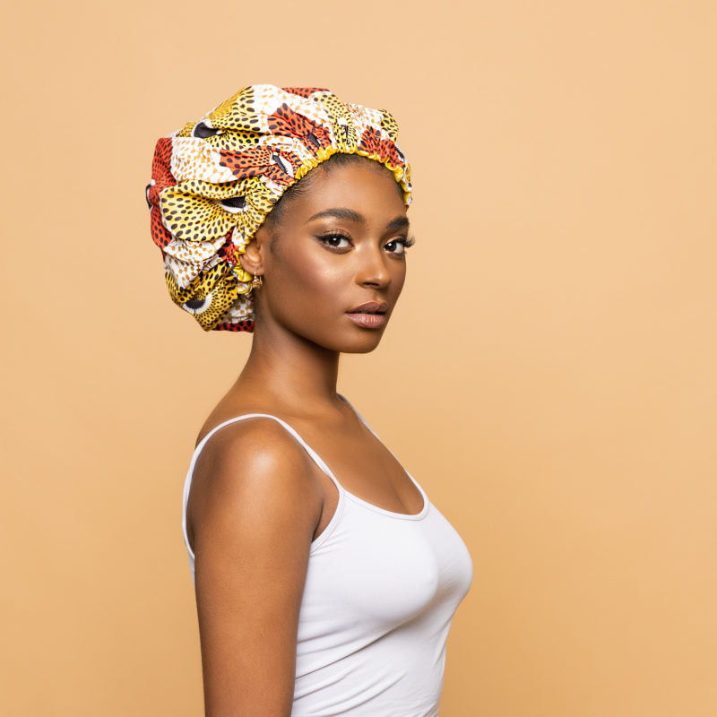 CRAZY POUSS - Bonnet en wax modèle 027 - Préservateur d’hydratation - Plusieurs coloris